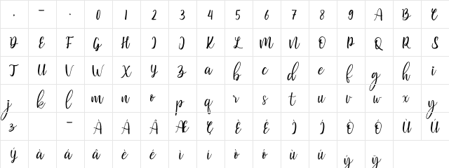 Valentinoa Regular  glyph index