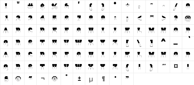a_CampusB&W Bold  glyph index