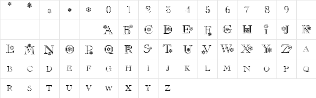 Christmas Flakes Regular  glyph index