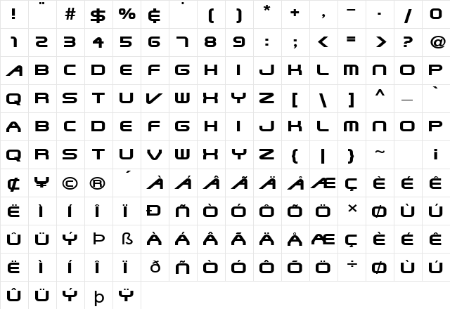 Shuttle-Extended Normal  glyph index