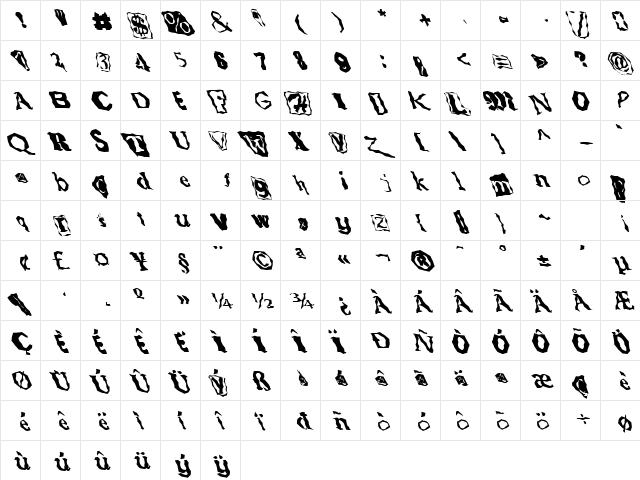 FZ WACKY 51 LEFTY Normal  glyph index