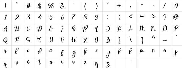 Vennesia Regular  glyph index