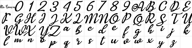 Hello Linnea Italic Regular  glyph index