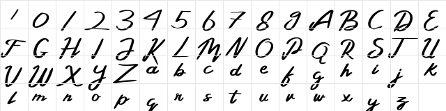 Bellada Regular  glyph index