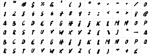 Snowy Skies Italic  glyph index