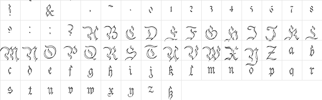 Charterwell No3 Regular  glyph index