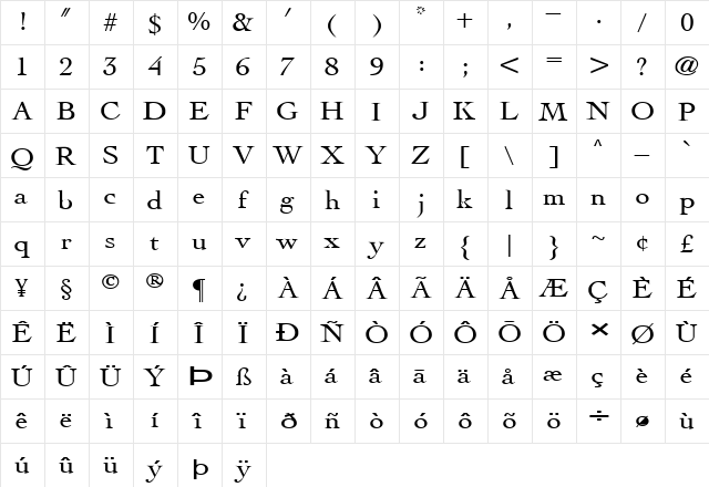 FZ ROMAN 15 EX Normal  glyph index