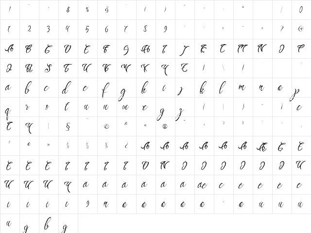 WAFONAK Regular  glyph index