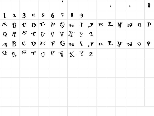 NewUnicodeFont Regular  glyph index