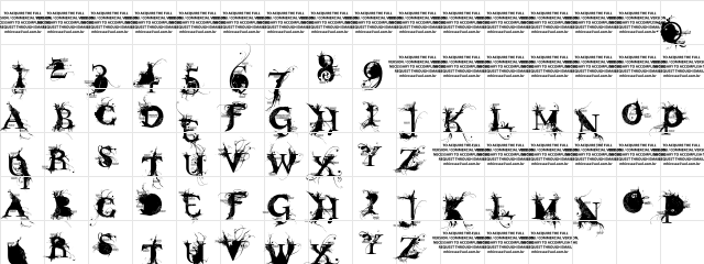 BONDAGE DEMO VERSION Regular  glyph index