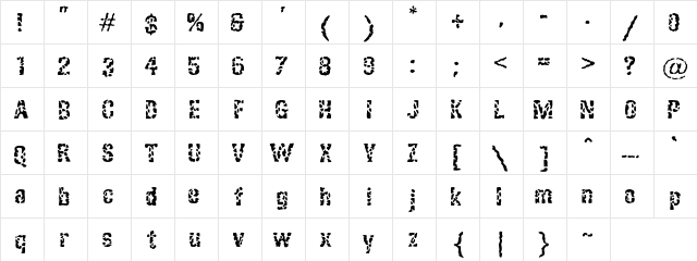 BlindFaith Regular  glyph index