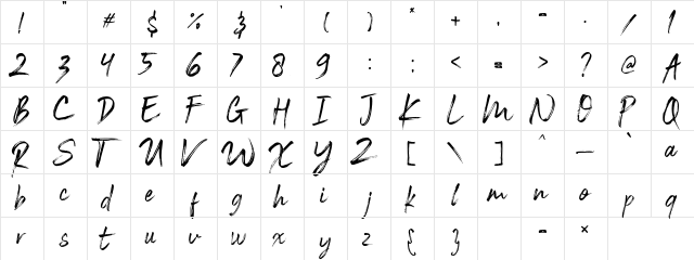 Black Vosten Personal Use Regular  glyph index