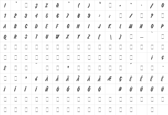 Refracta LET Plain  glyph index