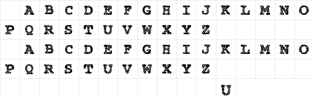 Messed up Regular  glyph index