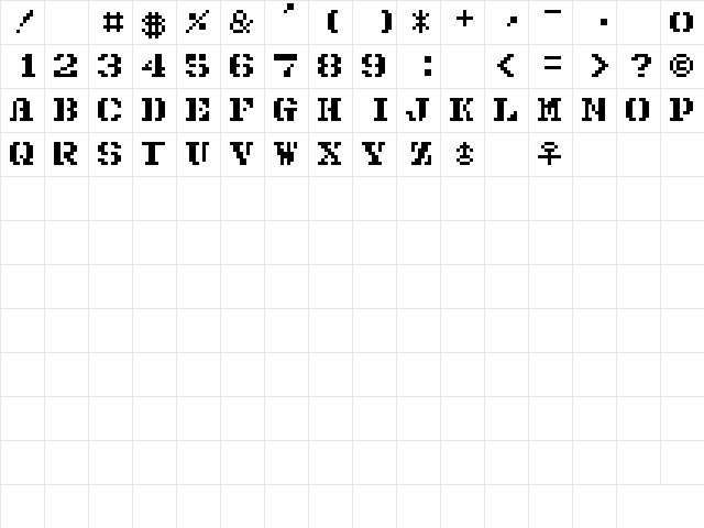 G7_1943 TTF Regular  glyph index
