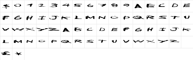 CleanDirty Regular  glyph index