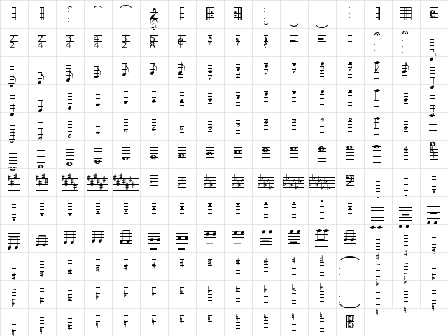 MusiQwik Regular  glyph index