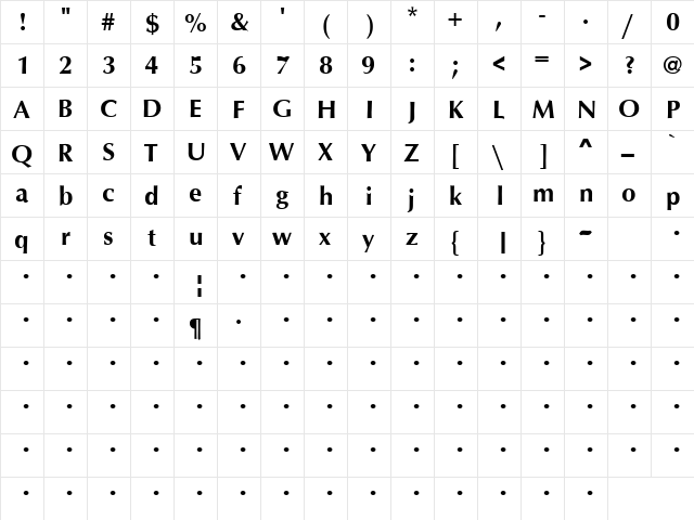 Friends 27 Bold  glyph index