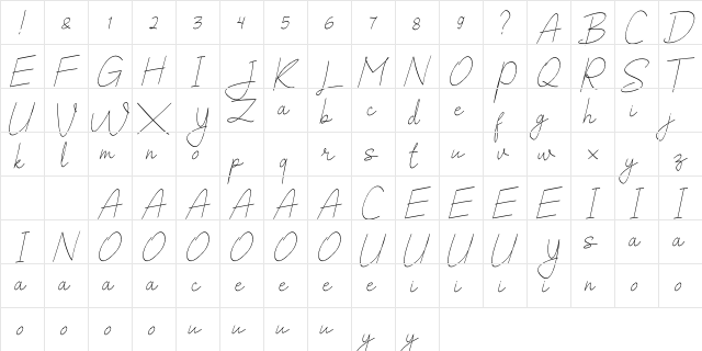 Salhena Free Regular  glyph index
