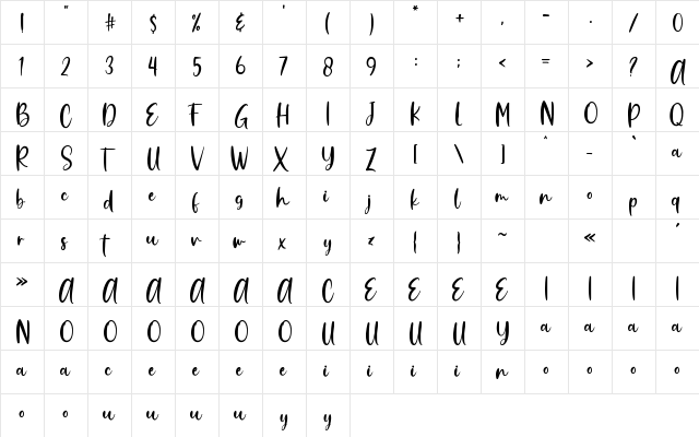 Goldstone Regular  glyph index