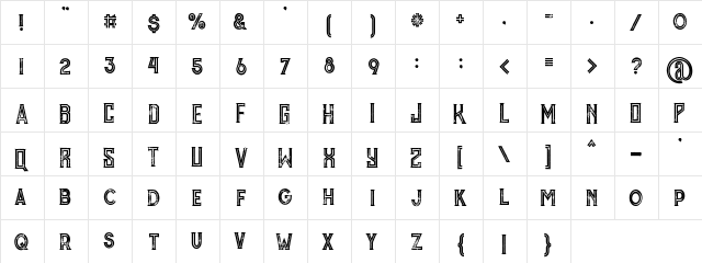 Murray inline grunge Regular  glyph index