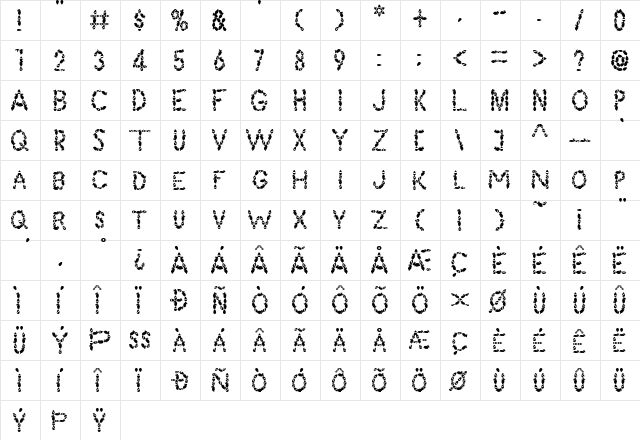 Easter Bunny Regular  glyph index
