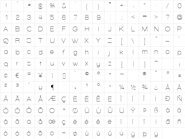 Walkway Regular  glyph index