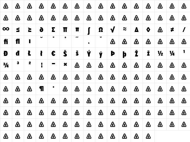 SuperGroteskB Regular  glyph index