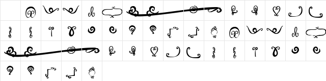 Curly's Curls Regular  glyph index