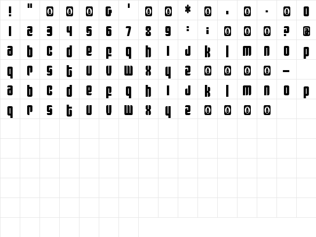 Reconnez Regular  glyph index