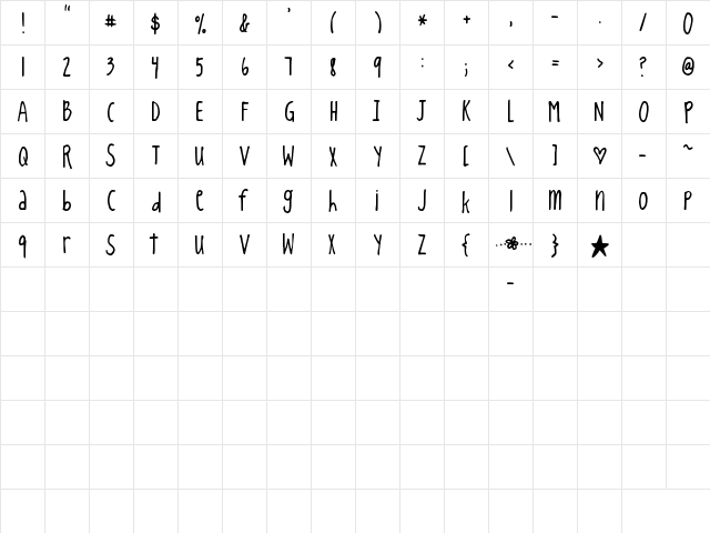 king cooL KC Regular  glyph index