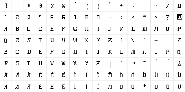 The Powerless Rise Bold  glyph index