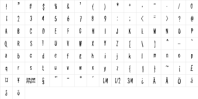 As long as I can hold my breath Regular  glyph index