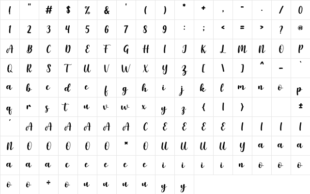 Outside Regular  glyph index