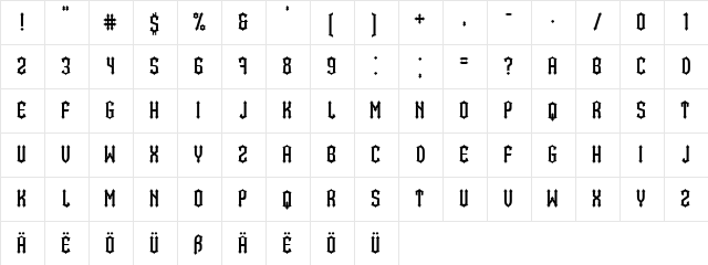 Bramble Princess Condensed  glyph index