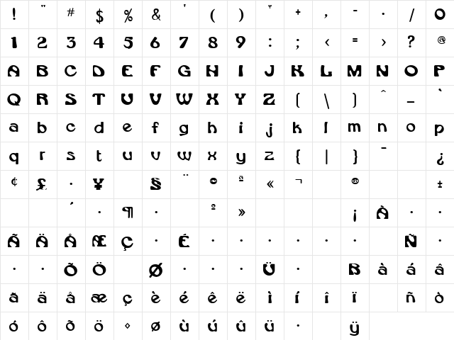 School's Out 1 Regular  glyph index