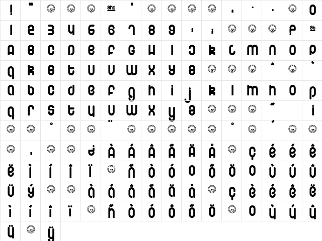 Schmotto Regular  glyph index