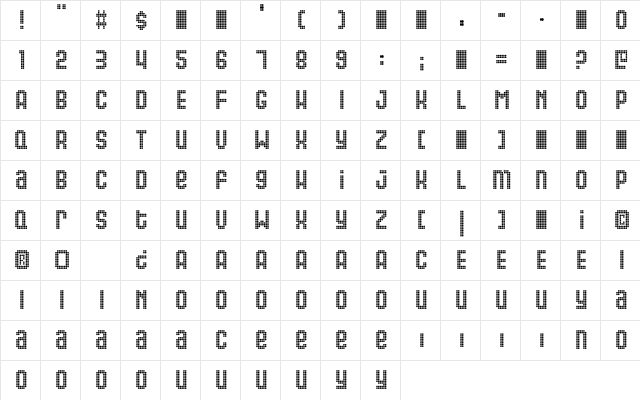 Gas Regular  glyph index