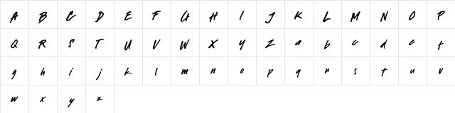 Balada Regular  glyph index