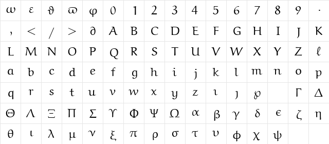 eurm10 Regular  glyph index