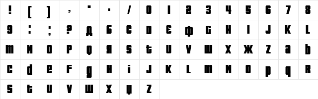 Fontograd Regular  glyph index