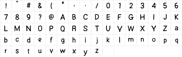 Joshbrush Regular  glyph index