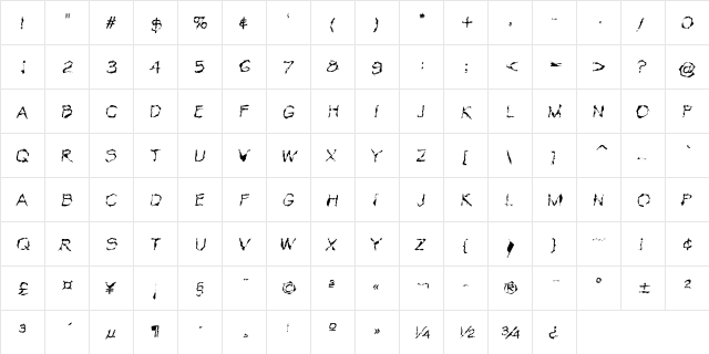 VTC Krinkle-Kut Thin  glyph index