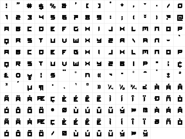 Dagger Dancer Title Regular  glyph index