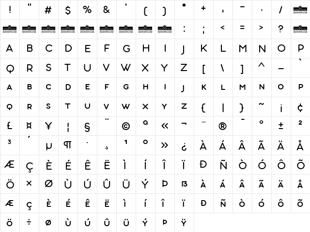 Aristotelica Small Caps Regular  glyph index