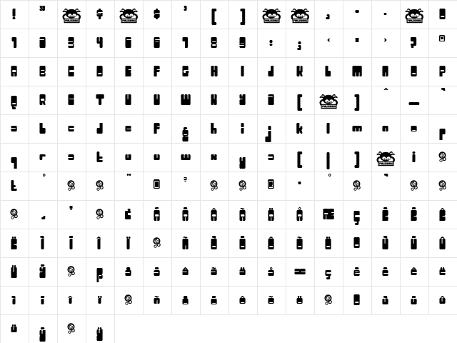 Toggle Regular  glyph index