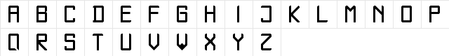 Rectangula Regular  glyph index