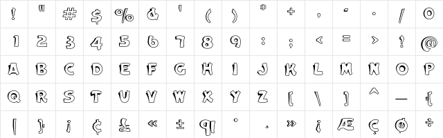 Cameo OutlineShaded  glyph index