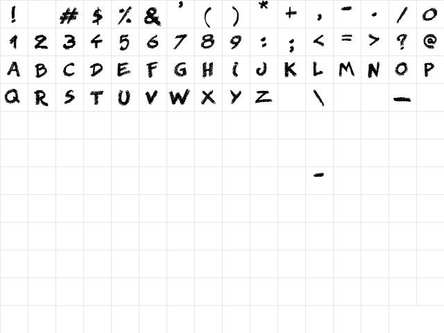 Right Chalk Regular  glyph index