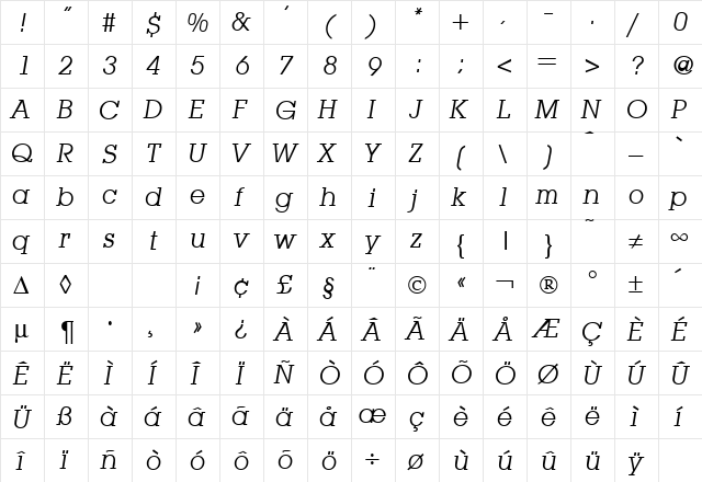Lubbers RegularItalic  glyph index